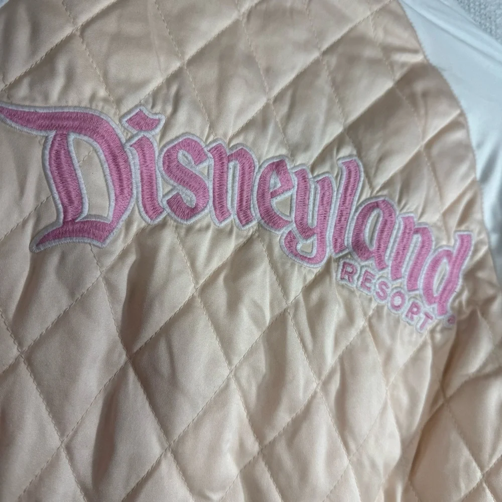 Disneyland Pink and White Quilted Kids Jacket Size‎ 9-10 Full Zip Mickey Mouse
